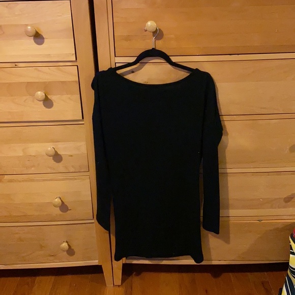 Black Long Sleeve Sweater Dress with Gold Cross Design - Picture 7 of 7